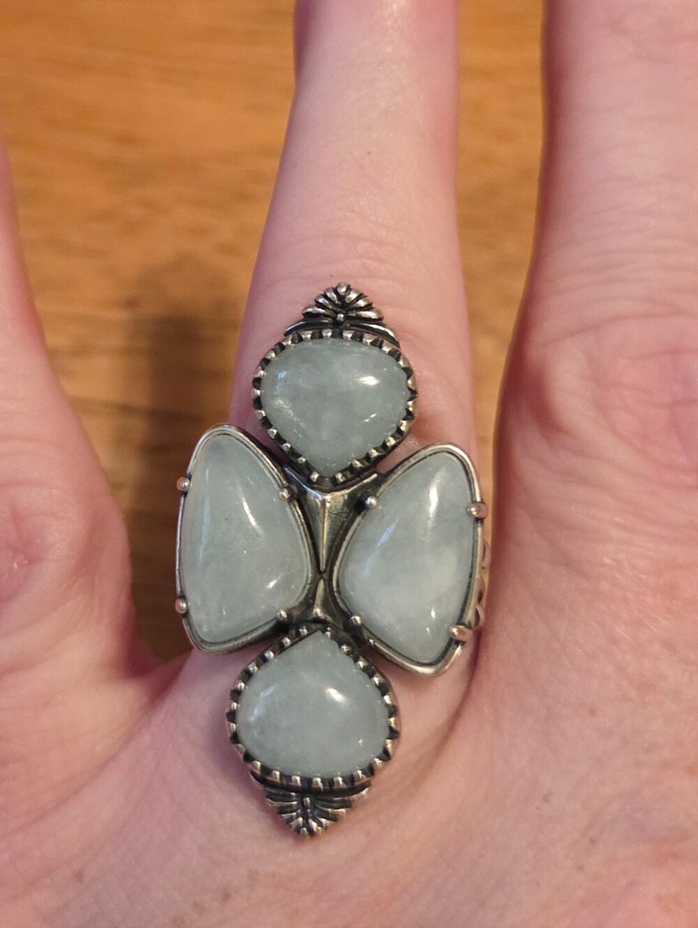 American West Carolyn Pollack Sterling Silver Amazonite Teardrop Statement Ring